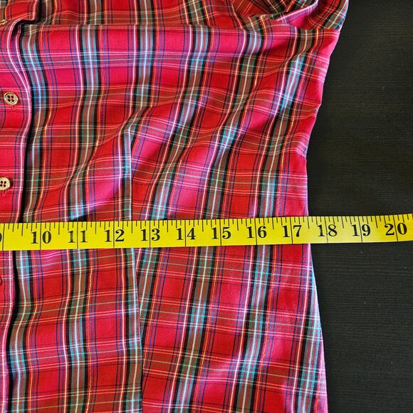 Talbots Petites Women’s Shirt 6P Red Plaid Cotton Blend Long Sleeve Button Front - Picture 9 of 11